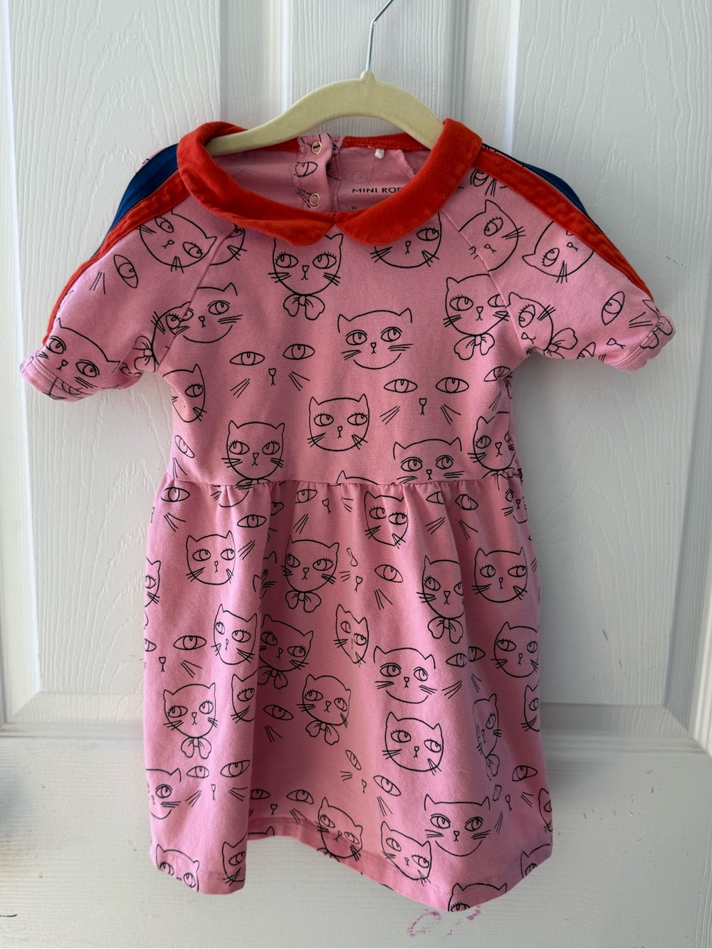Mini Rodini Cathletes Cat Print Pink Dress 1.5–3Y 92/98